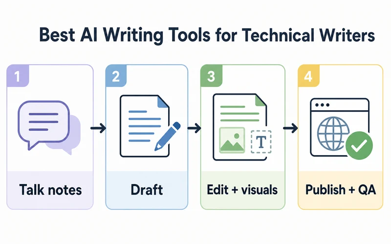 Best AI writing tools for technical writers workflow diagram