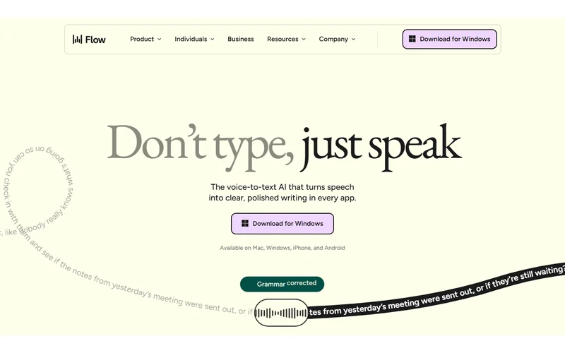 Wispr Flow screenshot for best AI writing tools for technical writers